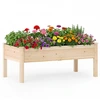 Image de CostwayBac de Jardin Surélevé en Bois Jardinière Élevée pour Légumes Fleurs Herbes Kit de Jardinage 122 x 62 x 48 CM Charge 60 kg Naturel