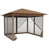 Image de CostwayTonnelle Pliante 3x3M Imperm ©able   Fermeture   clair Tonnelle de Jardin R ©glable en Hauteur Barnum avec Cadre en Acier&Moustiquaire Marron