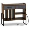 Image de CostwaySupport pour Tourne-Disque avec Station de Charge 3 Compartiments 2 Tiroirs Tissu Amovibles 76 x 35,5 x 68,5 cm Marron Rustique