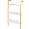 Image de CostwayÉtagère Échelle à 3 Niveaux Bibliothèque Murale en Bois avec Cadre Métallique Étagère de Rangement 53,5 x 29,5 x 96 cm Blanc