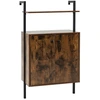 Image de CostwayArmoire Murale 4 Niveaux avec 2 Portes 2 Étagères Ouvertes Cadre Métal Robuste Loquet Magnétique et Boutons Ronds Marron Rustique