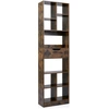 Image de CostwayBibliothèque à 10 Compartiments Ouverts Meuble de Rangement en Bois avec Tiroir Dispositifs Anti-basculement 50 x 24 x 180cm Marron Rustique