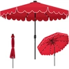 Image de CostwayParasol de Patio de 3 M avec 24 Lumières LED Réglage de l'Inclinaison Manivelle Facile 8 Nervures Parasol de Marché en Polyester Rouge