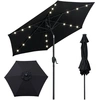 Image de CostwayParasol de Terrasse Solaire de 230 cm Parasol Robuste avec Lumières LED Inclinaison par Bouton-Poussoir Manivelle Auvent Ventilé Noir