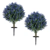 Image de CostwayLot de 2 Lavandes Artificielles Topiaires 34 x 60 cm avec Piquets, Décoration Florale, Arbres de Buis Fausses Plantes Artificielles