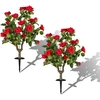Image de CostwayLot de 2 Fleurs Artificielles 80 CM avec Piquet, Rose Artificielle Réaliste en Plastique Résistante au Soleil Fausse Fleur Rouge