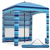 Image de CostwayTonnelle de Plage Portable 185 x 185 cm avec Paroi Lat ©rale Amovible Hauteur R ©glable Poches   Sable Sac de Transport Crochets Bleu