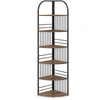 Image de CostwayÉtagère d'Angle à 6 Niveaux 181,5 cm Bibliothèque d'Angle Autoportante avec Cadre Métallique Robuste Présentoir Vertical Marron Rustique