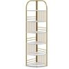 Image de CostwayÉtagère d'Angle à 6 Niveaux 181,5 cm Bibliothèque d'Angle Autoportante avec Cadre Métallique Robuste Présentoir Vertical Blanc