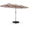 Image de CostwayParasol de Jardin 2x4 m Parasol Double Rectangulaire XXL avec Pied 12 Baleines Manivelle&Sommet Ventilé Protection Solaire Marron