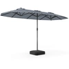 Image de CostwayParasol de Jardin 2x4 m Parasol Double Rectangulaire XXL avec Pied 12 Baleines Manivelle&Sommet Ventilé Protection Solaire Gris
