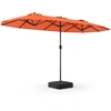 Image de CostwayParasol de Terrasse Double de 340 cm de Haut Extra Large 396 Cm Manivelle Base Lestée Verrouillage Évent Déporté Orange