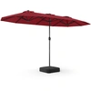 Image de CostwayParasol de Terrasse Double de 340 cm de Haut Extra Large 396 Cm Manivelle Base Lestée Verrouillage Évent Déporté Rouge