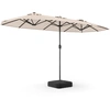 Image de CostwayParasol de Jardin 2x4 m Parasol Double Rectangulaire XXL avec Pied 12 Baleines Manivelle&Sommet Ventilé Protection Solaire Beige