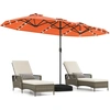Image de CostwayParasol de Terrasse Double Face de 400 cm avec Lampes Solaires avec Manivelle Base de Parasol Incluse Orange
