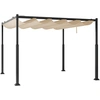 Image de CostwayPergola d'Ext ©rieur 310 x 310 CM avec Auvent R ©tractable Colonnes M ©talliques Robustes Pavillon Moderne Pare-Soleil Abri M ©tallique Beige