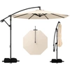 Image de CostwayParasol Deporte Ø 3 M Parasol de Jardin Exterieur à Manivelle avec Rotation à 360° Pied, Sacs de Sable 8 Baleines Beige
