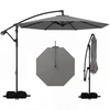 Image de CostwayParasol Deporte Ø 3 M Parasol de Jardin Exterieur à Manivelle avec Rotation à 360° Pied, Sacs de Sable 8 Baleines Gris