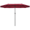 Image de CostwayParasol de Jardin Extérieur 470 x 280 CM Grande Taille XXL Parasol Plage à 12 Côtes Manivelle Cadre Métal Toile Polyester Rouge Foncé