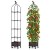 Image de CostwayJardinière avec Treillis Potager Surélevé sur Roulettes avec Arrosage Automatique Hauteur Réglable 200 cm Treillis Obélisque Noir