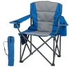 Image de CostwayChaise de Camping Chaise Pliante Confortable avec Poche Isotherme Zippée Porte-Gobelet Poche avec Sac de Transport Bleu