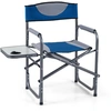 Image de CostwayChaise de Camping Pliante Chaise Extérieure avec Table d’Appoint Pliante Cadre en Métal Robuste Porte-gobelet Charge 180kg Bleu