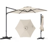 Image de CostwayParasol de Jardin Parasol Déporté Hexagonale avec 360° Réglable Socle en Croix Amovible Support Métallique Protection Solaire Beige