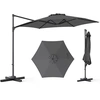 Image de CostwayParasol de Jardin Parasol Déporté Hexagonale avec 360° Réglable Socle en Croix Amovible Support Métallique Protection Solaire Gris