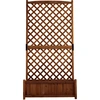 Image de CostwayJardinière avec Treillis Bac à Fleurs Surélevé en Bois de Sapin avec Trous de Drainage pour Plantes Grimpantes 90 x 44,5 x 180,5 cm Marron