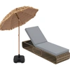 Image de CostwayParasol de Terrasse de 220 CM Pied de Parasol 22 Litres / 25 kg Ensemble de Chaise Longue en Rotin Gris