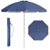 Image de CostwayParasol de Plage de 198 cm avec Bouton Poussoir Inclinable Ancrage pour Sable Sac de Transport Abri Solaire Coupe-Vent Bleu Foncé