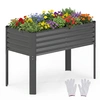 Image de CostwayJardiniere sur Pieds 118x60x78CM Potager Surélevé en Métal Galvanisé pour Plantation Extérieur de Légumes Fleurs Charge 50KG Gris