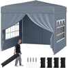 Image de CostwayTonnelle Pliante 3x3 Imperm ©able Tonnelle de Jardin Exterieur avec 4 Parois Amovibles Sac   Roulettes&Fen  tres Transparentes Gris