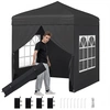 Image de CostwayTonnelle de Jardin Pop Up Tente Pliable avec 4 Côtés Sac de Sable Hauteur Réglable Structure Métallique Sac de Transport Noir