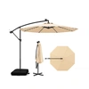 Image de CostwayParasol Déporté 3,5x3,5M 40 LED Solaire avec 2 Sacs de Sable Protection UV Socle en Croix Inclinable Manivelle Beige
