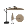 Image de CostwayParasol Déporté 3,5x3,5M 40 LED Solaire avec 2 Sacs de Sable Protection UV Socle en Croix Inclinable Manivelle Marron