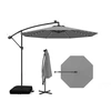 Image de CostwayParasol Déporté 3,5x3,5M 40 LED Solaire avec 2 Sacs de Sable Protection UV Socle en Croix Inclinable Manivelle Gris
