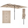 Image de CostwayParasol de Jardin Double Parasol Double Rectangulaire Extérieur 430 x 276 x 260 CM avec Ouverture Fermeture Manivelle 12 Baleines Marron