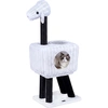 Image de CostwayArbre a Chat en Forme Mouton 110 cm Arbre à Chat en Rotin avec Condo Spacieux Griffoirs en Sisal Coussin Lavable et Pompon Blanc