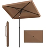 Image de CostwayParasol Inclinable Rectangulaire 200 x 130 CM Parasol avec Inclinable sur 30° Structure Métallique Sac de Transport Sans Base Marron