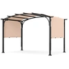 Image de Costway305 x 242 CM Pergola Rétractable Pergola de Jardin Extérieur avec Toit Courbé Cadre Métal 8 Piquets Toile Polyester Anti-soleil Abri Beige