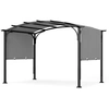 Image de Costway305 x 242 CM Pergola Rétractable Pergola de Jardin Extérieur avec Toit Courbé Cadre Métal 9 Piquets Toile Polyester Anti-soleil Abri Gris