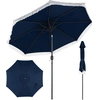 Image de Costway270CM Parasol avec 8 Baleines Métalliques Toile Polyester Anti-Déchirure Bordure à Franges Élégante Inclinaison Bouton-Poussoir Marine