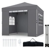 Image de CostwayTonnelle Pliante 3 x 3 m Tonnelle de Jardin avec Parois Latérales Amovibles Hauteur Réglable Sac de Transport Tente Imperméable Gris