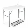 Image de CostwayTable de Nettoyage de Poisson Pliante avec Évier 104 CM Table d'Évier de Camping avec Tuyau de Drainage Robinet Structure Métallique Blanc