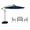 Image de CostwayParasol Déporté 3m LED Solaire Imperméable Bleu + Salon de Jardin 4 Places Gris Anti-UV Textilene pour Jardin Piscine Patio