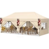 Image de CostwayTonnelle de Jardin Exterieur 3x6m Tente de Réception avec 4 Parois Amovibles Réglable en 3 Hauteur Sac à Roulettes et Sacs de Sable Beige