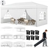 Image de CostwayTonnelle de Jardin 3 x 6 M avec 4 Parois Amovibles Hauteur Réglable Sac de Transport 10-12 Personnes Blanc
