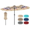 Image de CostwayParasol de Jardin Double 400 x 210 cm avec LED Manivelle Pratique Mât Métal Ventilé Structure à 12 Baleines Protection Solaire Beige