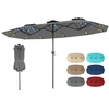Image de CostwayParasol de Jardin Double 400 x 210 cm avec LED Manivelle Pratique Mât Métal Ventilé Structure à 12 Baleines Protection Solaire Gris